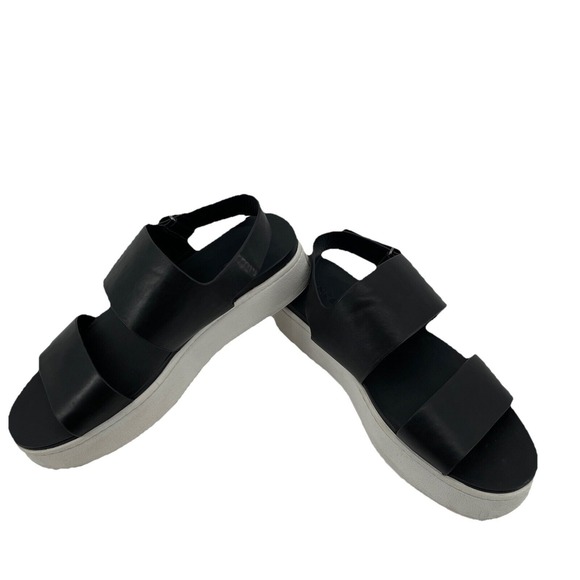 VINCE SANDALS WOMENS 8 WESTPORT BLACK LEATHER PLATFORM SLINGBACK CHUNKY Y2K $225 - Picture 1 of 9